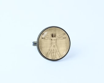Da Vinci ring Vitruvian Man ring Vitruvian Man jewelry Art gift Art ring Renaissance ring Ladies ring Da Vinci jewelry Gift for art lover
