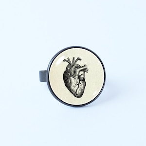 Anatomical heart ring Realistic heart ring Heart ring Heart jewelry Human heart Anatomical heart jewelry Medical student gift Gothic jewelry