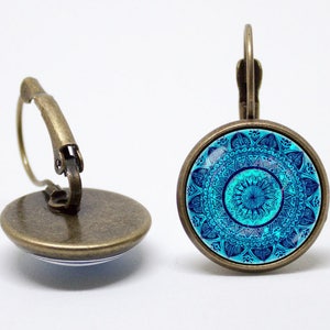 Mandala earrings Ornament earrings Mandala gift Mandala jewelry Spiritual earrings Girls earrings Women jewellery Hippie earrings Bohemian
