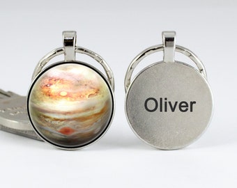 Gepersonaliseerde Jupiter-sleutelhanger Cadeau voor vriendin Zonnestelsel Jupiter-sieraden Jupiter-sleutelhanger Aangepaste tekst planeet sleutelhanger Gegraveerd cadeau