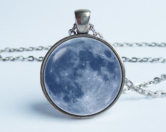 Moon jewelry Moon pendant Necklace moon Galaxy jewelry Space pendant Moon gift Cosmos jewelry Full moon necklace Space necklace Outer space