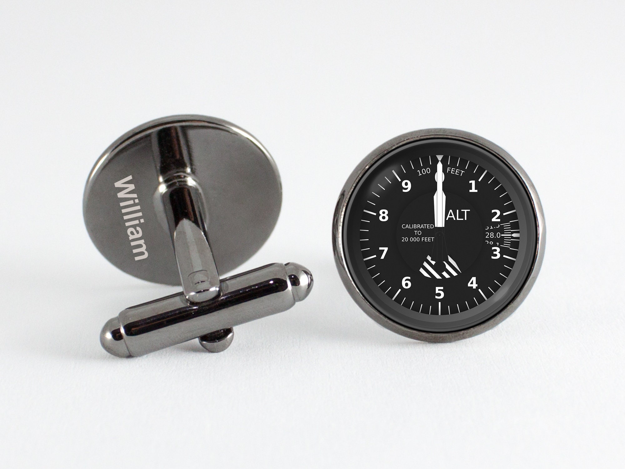 Boutons De Manchette Avion En Acier Inoxydable Pour Homme - Cadeau Pilote, Voyage Ou Mariage - Pochette Velours Incluse