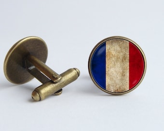 Flag of France cufflinks French flag cuff links Gift for traveler Patriotic cufflinks French jewelry National symbolic Flag cuff links Paris