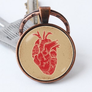 Science keychain Anatomical key ring Heart jewelry Heart key chain Anatomy pendant Heart pendant Biology gift Heart key ring Anatomy jewelry