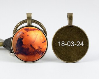Key chain with engraving Personalized gift Mars Custom key fob Red planet keychain Space keychain Engraved keychain Mars jewelry Universe
