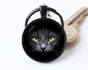 Key chain cat Black cat keychain Kitty keyring Cat jewelry Pet jewelry Cat pendant Cat lover gift Pet keychain Gothic jewelry Witch jewelry