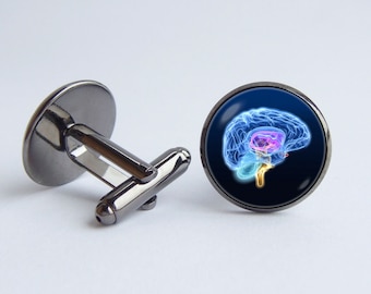 Cerebro modelo cufflinks joyería médica cerebro humano gemelos regalo para neurólogo hombres joyería anatómica esposas Ciencia Biología gemelos