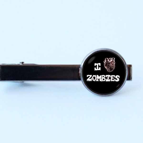 Zombies tie clip I love Zombies Boyfriend gift Zombie jewelry Undead tie clip Zombie tie bar Men tie clip Biological warfare Zombie virus