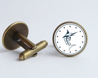 Fish jewellery Fish cuff links Nautical cufflinks Men cuff links Fish print Fisherman gift Ocean jewelry Rustic cufflinks Simple jewelry