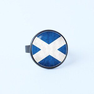 Scottish flag ring Flag ring Scottish jewelry Girlfriend gift Flag of Scotland Flag sign jewelry Patriotic jewelry St Andrews cross Girl&#39;s