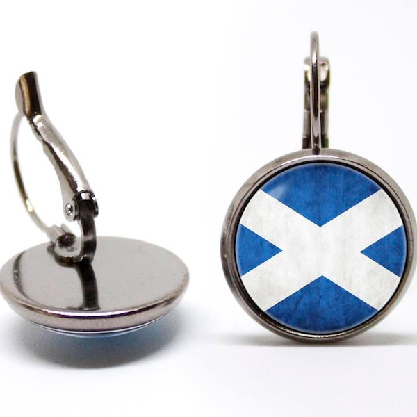 Flag of Scotland earrings Scottish flag earrings St Andrews cross Scottish sign Scottish jewelry Patriotic earrings Flag jewellery National