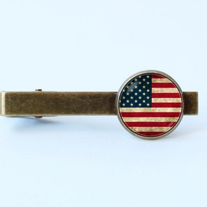 Patriotic tie clip Flag jewelry American flag tie clip USA jewelry Men accessories National flag tie bar Father gift Wedding gift Groomsmen