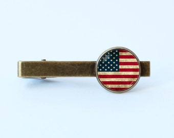 Patriottische stropdas clip Vlag sieraden Amerikaanse vlag stropdas clip USA sieraden Mannen accessoires Nationale vlag stropdas bar Vader cadeau Bruiloft cadeau Groomsmen