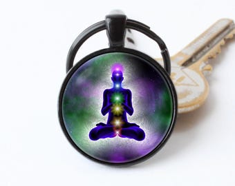 Chakra keychain Seven chakras Chakra keyring Chakra jewelry Yoga jewelry Chakra pendant Meditation Rainbow keychain Spiritual Energy Buddha