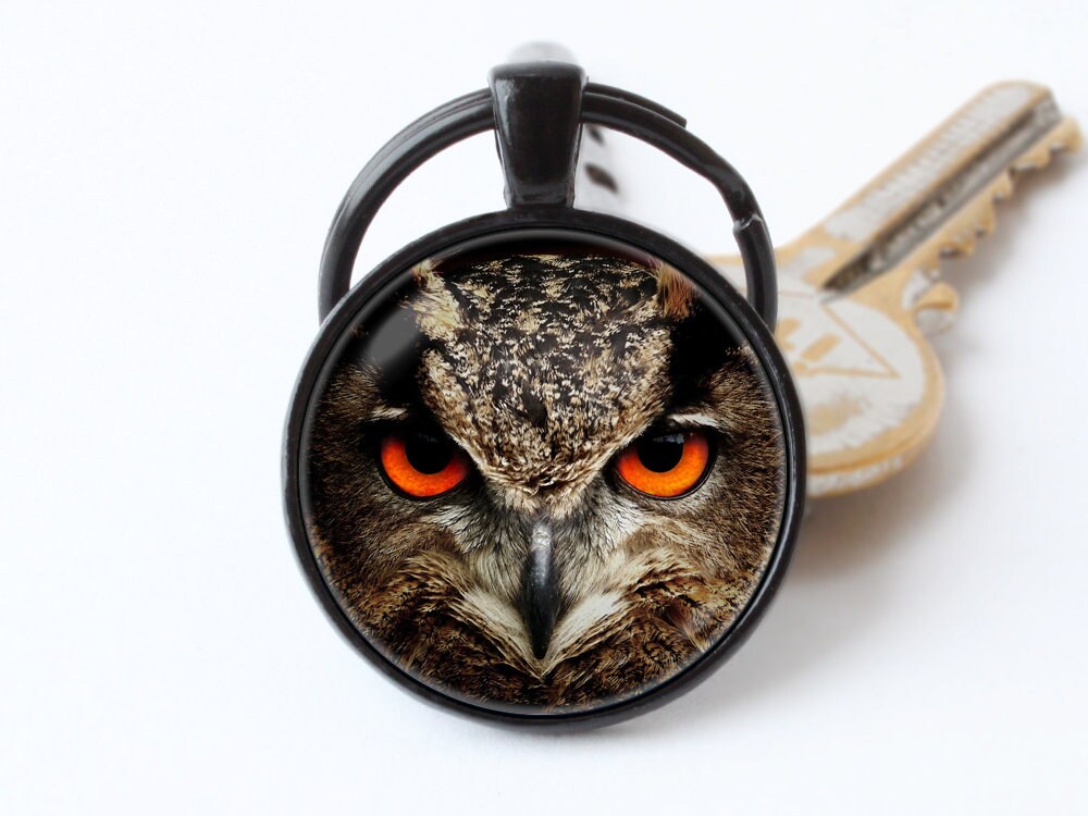 Bird keychain Owl head Gift for men Owl keyring Bird jewellery Owl jewelry Men pendant Women gift Bi
