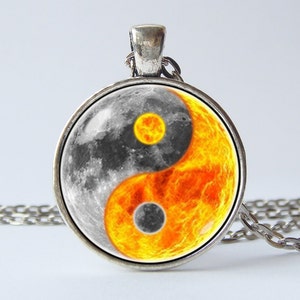 Necklace Ying Yang moon Symbol necklace Moon pendant Ying Yang sign jewelry Yoga jewelry Magic sign necklace Sun and Moon Harmony image