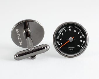 Fahrzeug Tachometer gravierte Manschettenknöpfe Freund Geschenk personalisierte Schmuck Auto Tachometer Krawattenclip Fahrzeug Manschettenknöpfe Kundenspezifischer Text Schmuck