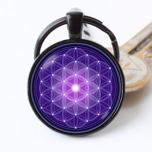 Chaveiro de mandala Chaveiro de mandala Pingente de mandala Mandala roxa Chaveiro boho Chaveiro boho Joias de mandala Presente de mandala Chaveiro zen