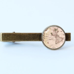 Wereldkaart tie clip Pirate kaart stropdas clip Globe Man cadeau cadeau voor papa mannen accessoires Wereldkaart sieraden Kaart stropdas bar Traveler cadeau Continent