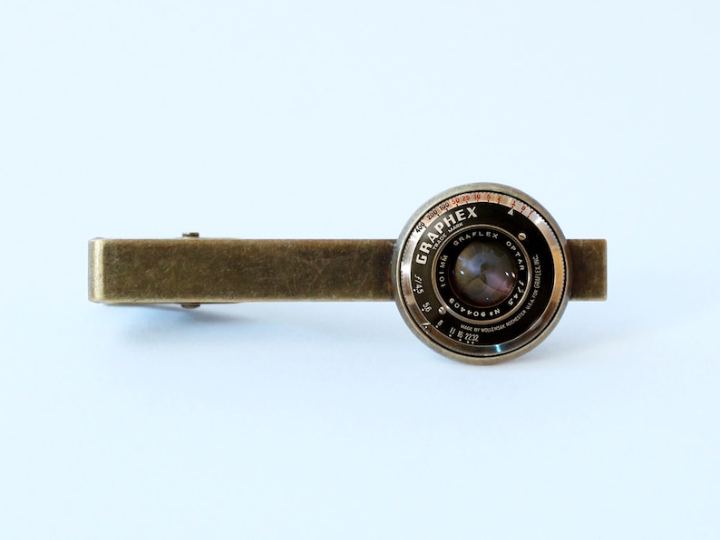 Old camera lens tie clip Camera lens tie clip Men jewelry Husband gift Photographer gift Camera lens tie bar Camera lens jewelry Men gift image 1