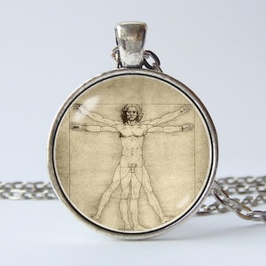 Da Vinci necklace Vitruvian Man pendant Da Vinci jewelry Art gift Science Antique pendant Renaissance jewelry Stylish gift Da Vinci art