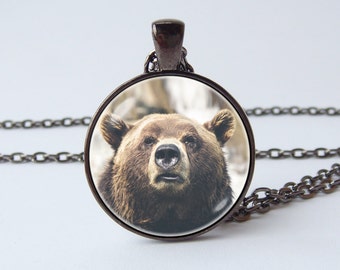 Collar de oso Colgante de oso Joyas de oso Oso pardo Oso del bosque Colgante de bosque artístico Collar de animales Collar colgante Amantes de los animales Naturaleza
