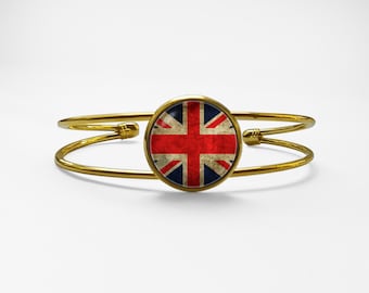 United Kingdom flag bracelet Union Jack British bracelet UK flag jewelry Patriotic gift Flags jewellery Adjustable Personalized gift