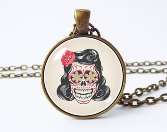 Woman skull necklace Skull pendant Skull jewelry Gothic necklace Steampunk necklace Human skull pendant Funny gift Anatomic jewelry Unusual