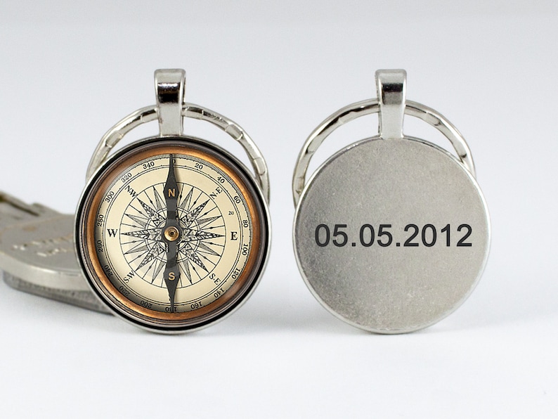 Personalized Key Ring Compass Custom Phrase Compass Keychain Custom Fob ...