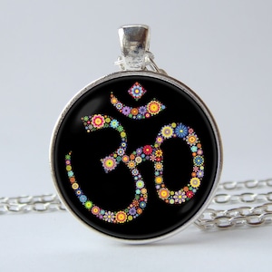 Om symbol necklace Om jewelry Om sign pendant Hindu symbol Yoga necklace Boho Hippie Zen Om necklace Yoga Gift for her Spiritual necklace