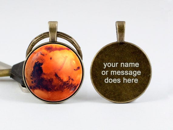 Key chain with engraving Personalized gift Mars Custom key fob Red planet keychain Space keychain Engraved keychain Mars jewelry Universe