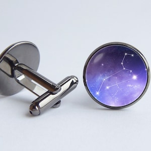 Leo cufflinks Personalized cufflinks Zodiac sign Gemini Capricorn Scorpio Cancer Aquarius Pisces Birth cufflinks Zodiac jewelry Custom sign