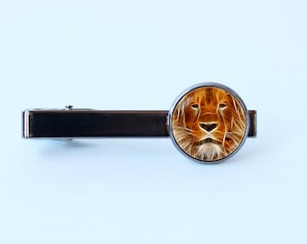 Ancienne Pince à Cravate Vintage – Dorée Avec Armoiries Lion Et Couronne – Bijou Homme