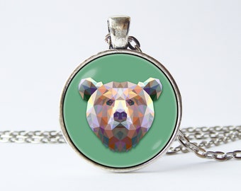 Bear pendant Animal necklace Bear necklace Bear jewelry Brown bear Woodland bear Art forest pendant Bear head necklace Animal lovers Nature