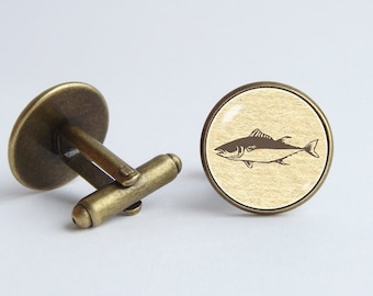 Vintage fish cufflinks Fish cuff links Men cufflinks Fisherman gift Sailor gift Ocean jewelry Sea cufflinks Fish jewelry Simple jewelry