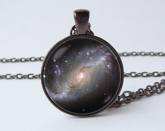 Lightrain Blue Planet Nebula Universe Pendant Necklace Vintage Bronze Chain Statement Necklace Handmade Jewelry Gifts
