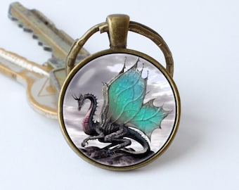 Winged dragon keychain Winged dragon keyring Dragon gift Dragon jewelry Dragon pendant Dragon key ring Dragon keychain Fantasy jewelry Gifts