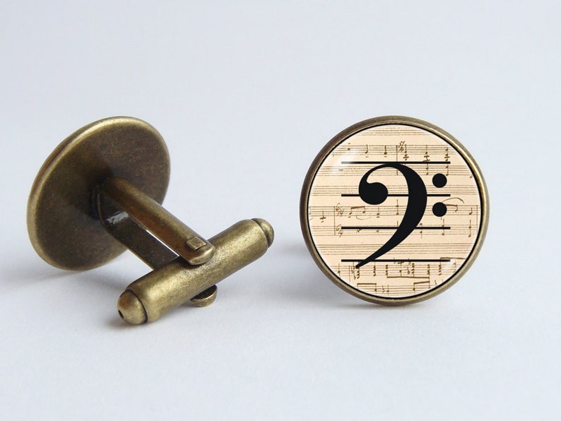 Bass Clef Cufflinks Musical Notes Music Cuff Links Music Lover Etsy