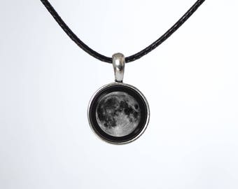 Moon choker Leather choker Lunar choker Choker necklace Black choker Black cord Wife gift Full moon choker Grey moon choker Choker pendant