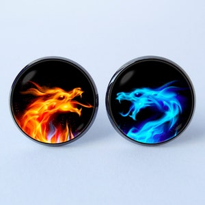 Dragons cufflinks Fire and Ice cuff links Dragon jewelry Father gift Dragons gift Fiery dragon Ice dragon Fire cufflinks Icy cufflinks
