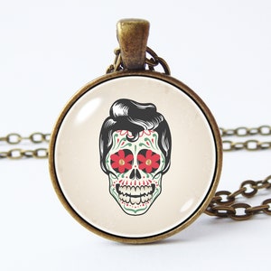 Sugar skull necklace Skull pendant Skull jewelry Day Of The Dead Goth necklace Halloween gift Sugar skull pendant Halloween necklace Punk