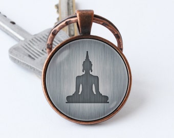 Buddha keychain Buddha key ring Buddha jewelry Meditation Spiritual jewelry Yoga key chain Buddha pendant Yoga keyring Buddhism Unisex gift