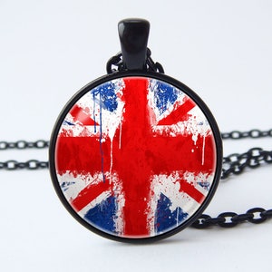 UK necklace Union Jack jewelry British flag Men necklace Women pendant UK flag jewellery United Kingdom Patriotic gift Traveling Flags Red