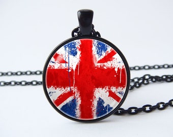 UK necklace Union Jack jewelry British flag Men necklace Women pendant UK flag jewellery United Kingdom Patriotic gift Traveling Flags Red