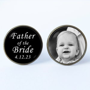 Father of the bride Wedding cuff links Personalized jewelry Dad of bride gift Custom cufflinks Personalized cufflinks Engraving Photo
