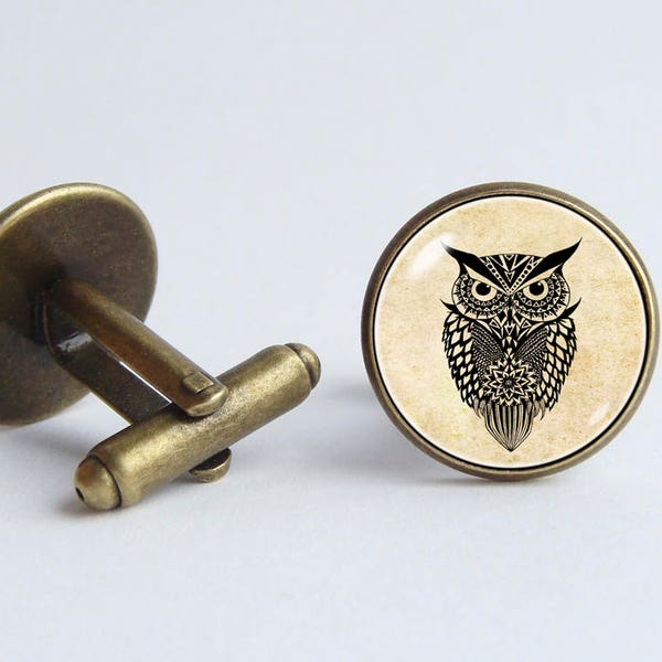 Owl cufflinks Owl bird cuff links Owl jewelry Owl accessories Night cufflinks Wise bird cuff links Bird jewelry Men cufflinks Owl jewellery