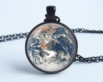 Earth necklace Earth jewelry Planet Earth necklace Planet pendant Space necklace Universe necklace Blue planet Our home Gift idea Green