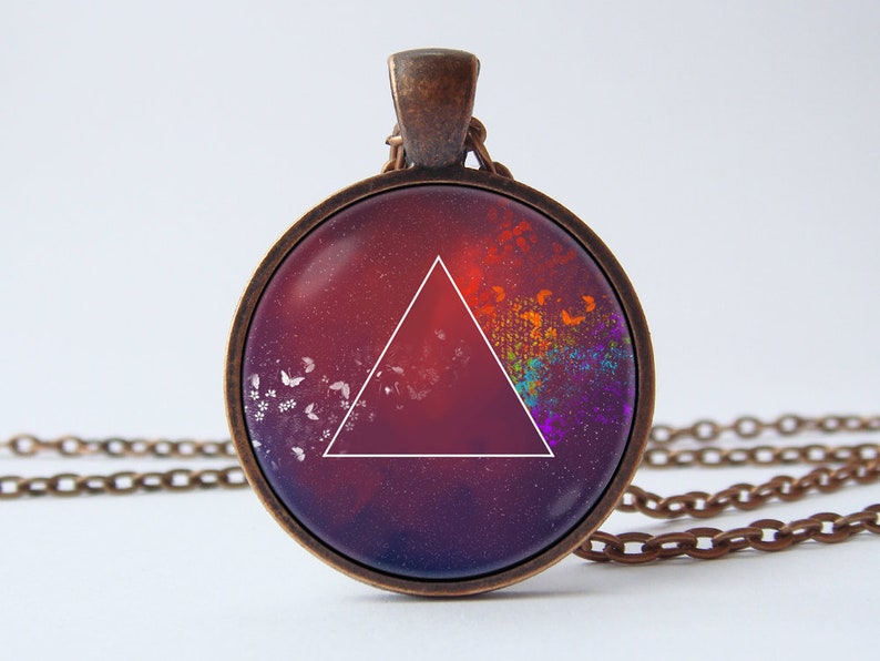 Space triangle keychain Geometric triangle Triangle keyring Cosmos jewelry Triangle pendant Galaxy key chain Multicolor space Modernism Gift