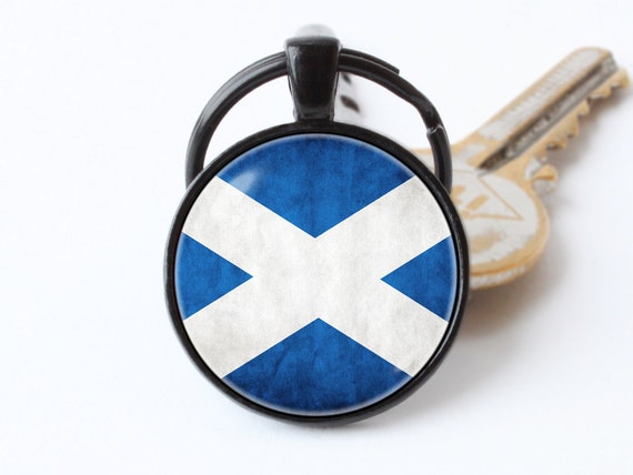 Schlüsselanhänger Schottland Flagge – Hochwertig Gestickt, Ca. 3x9,5 Cm Mit Schlüsselring