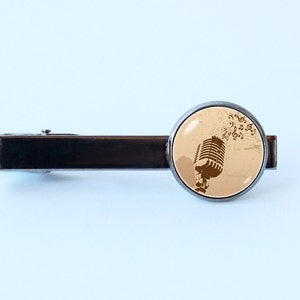 Vintage microphone tie clip Microphone tie clip Men gift Music gift Microphone tie bar Music jewelry Gift for musician Music tie clip